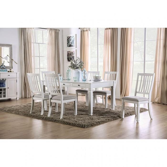 Transitional Dining Room Set CM3194T-Set-8 Kaliyah CM3194T-8PC in Antique White Fabric