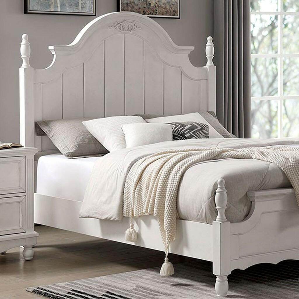 Transitional Panel Bed CM7184-F Georgette CM7184-F in Antique White 
