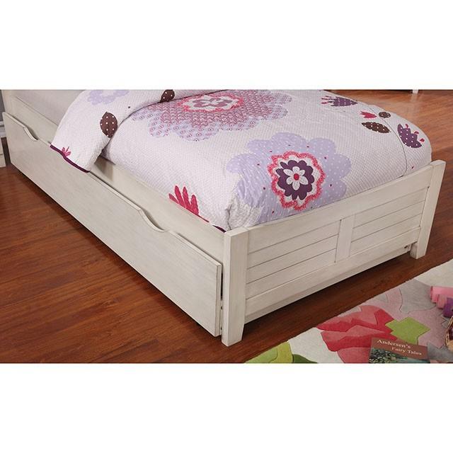 

    
Transitional Antique White Solid Wood Full Panel Bed with Trundle Furniture of America Brogan CM7517WH-F
