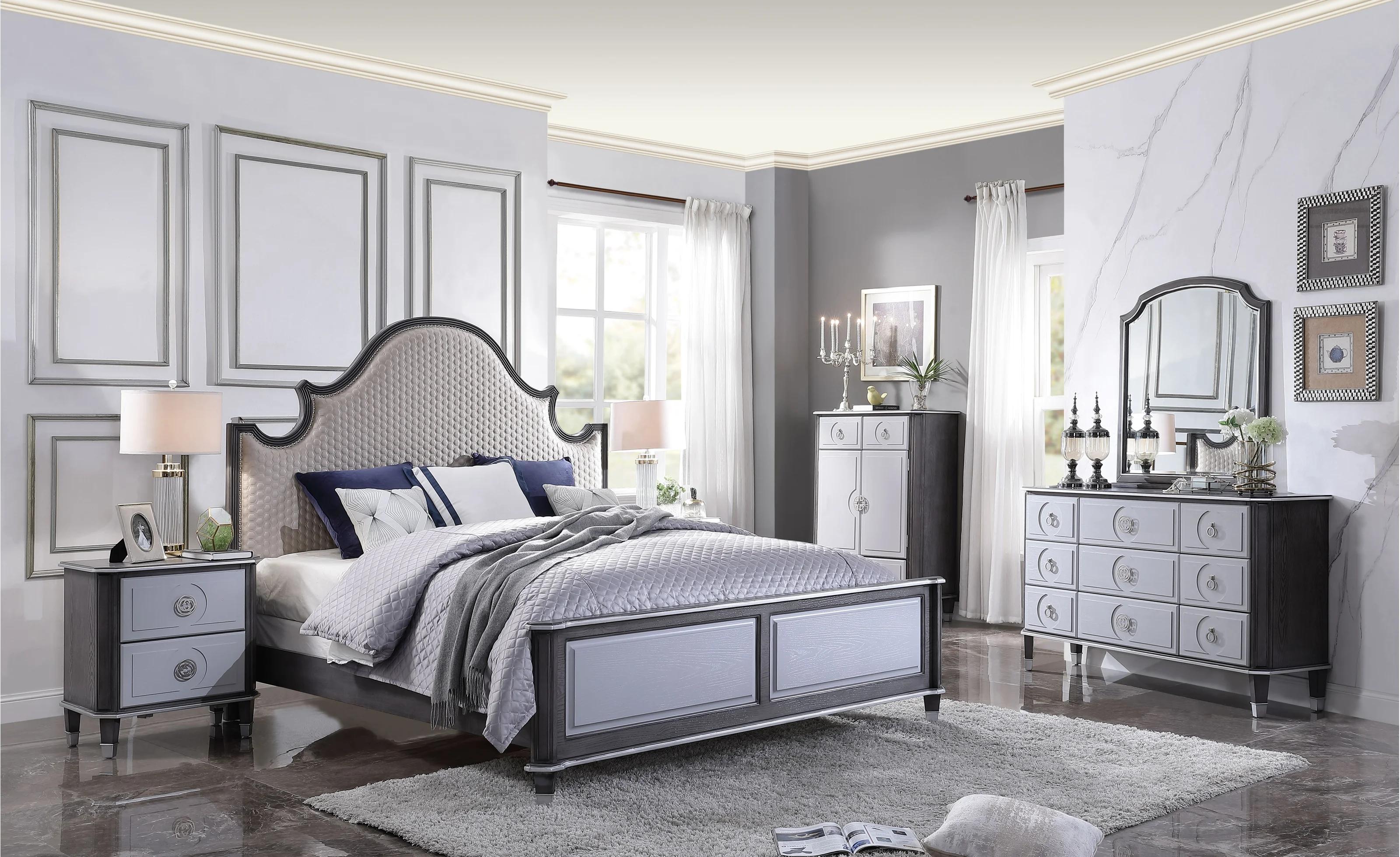Transitional Bedroom Set House Beatrice 28804CK-3pcs in Beige 