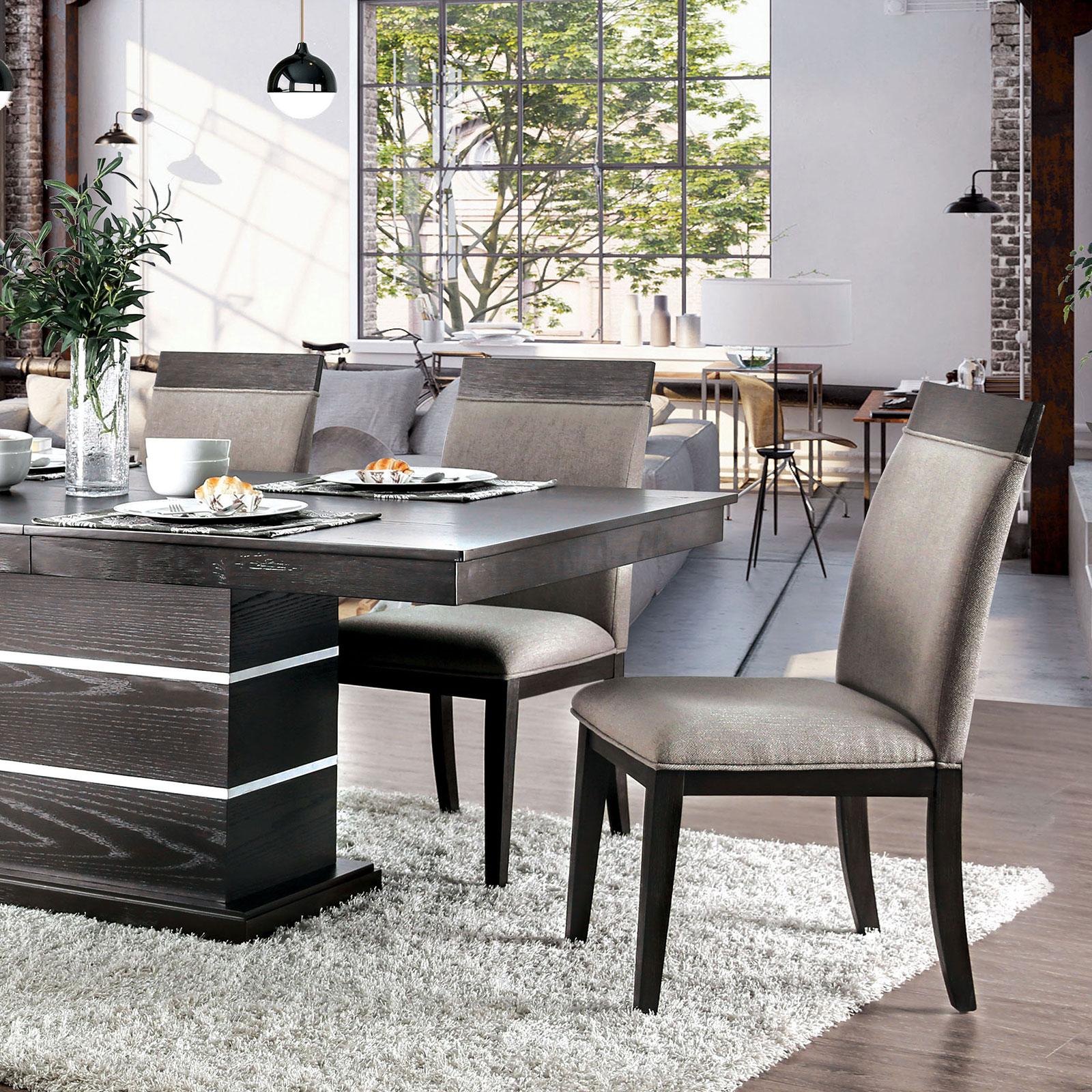 Transitional Dining Table Set CM3337T-Set-5 Modoc CM3337T-5PC in Espresso, Beige Fabric