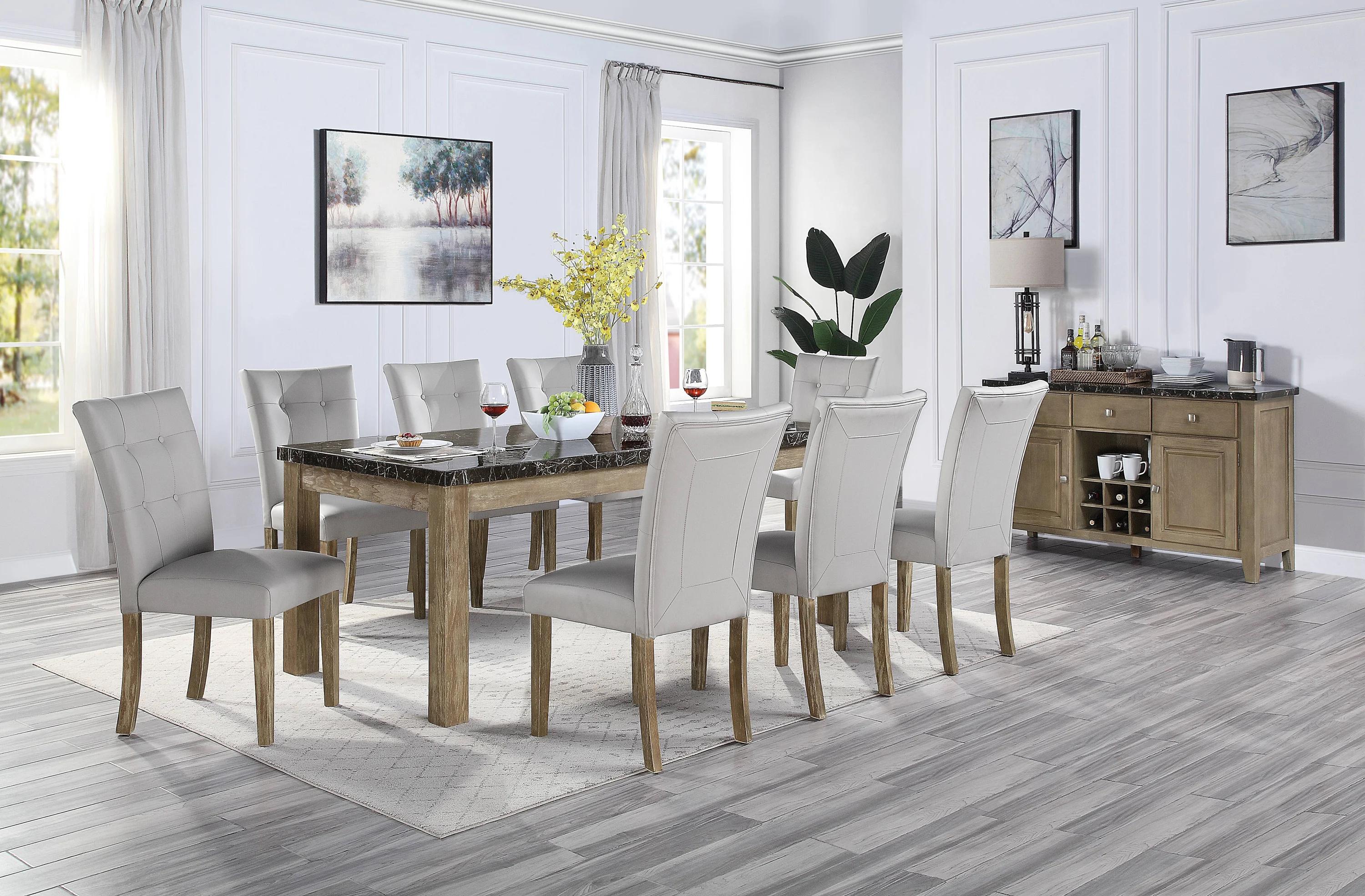 Transitional Dining Room Set Charnell DN00553-10pcs in Oak PU