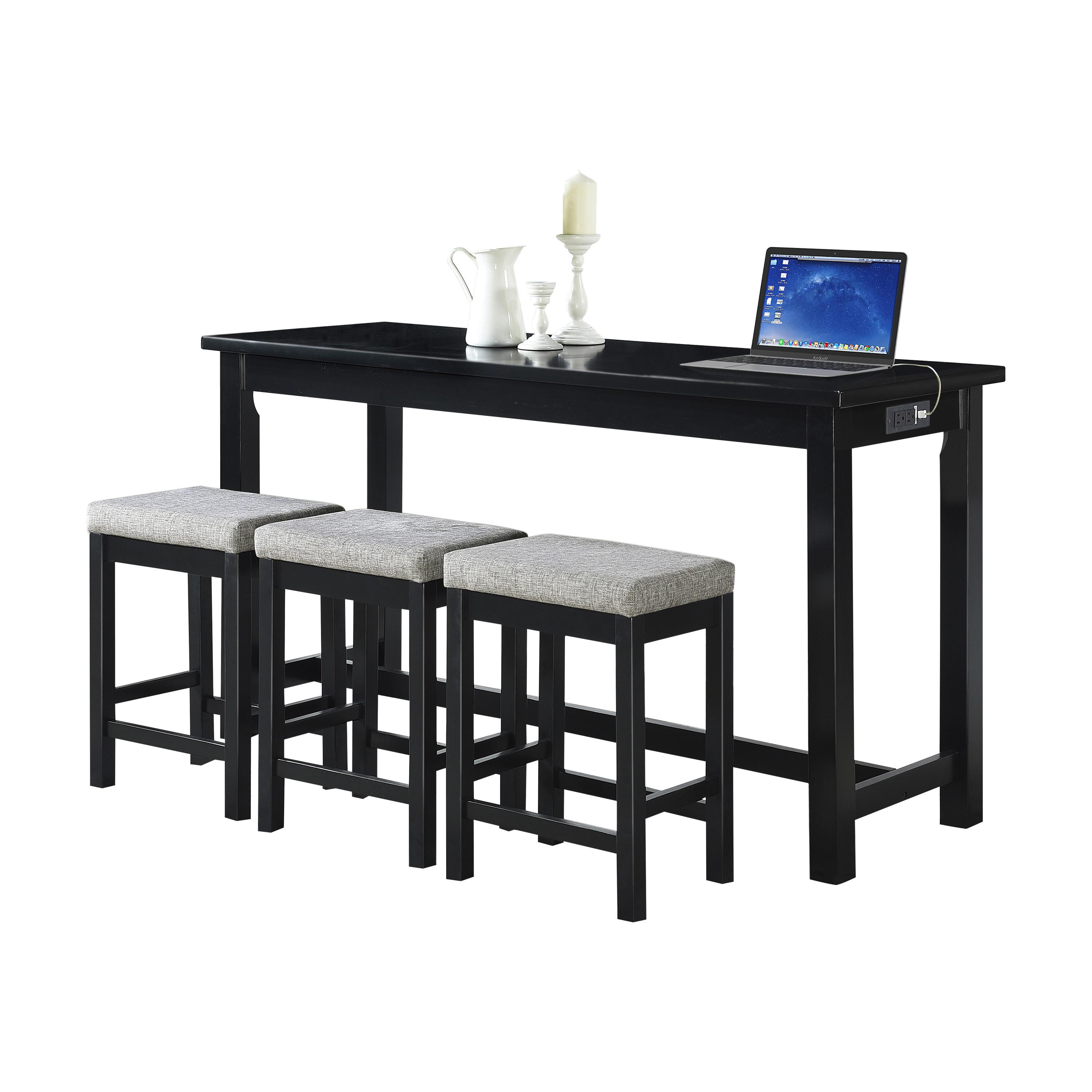 Transitional Counter Height Set 5713BK Connected 5713BK in Black Polyester