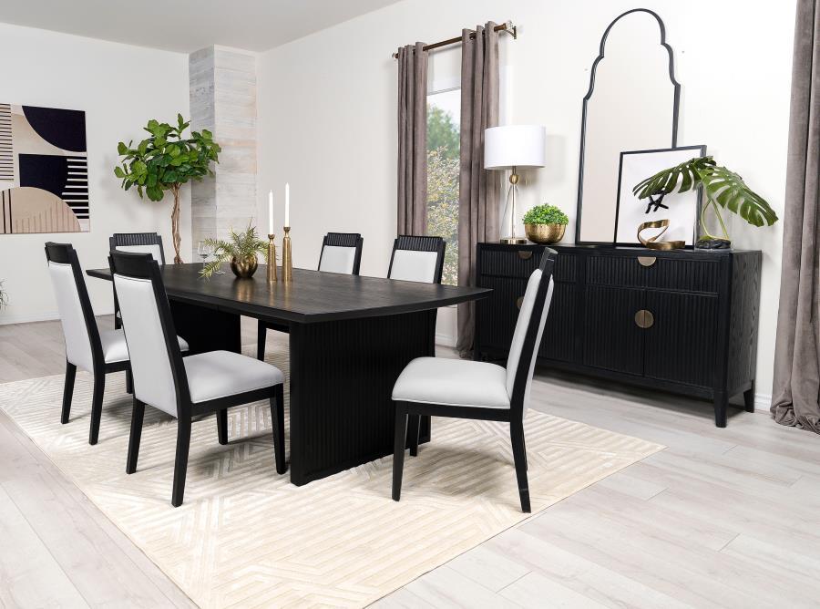 Transitional Dining Table Set Brookmead Dining Table Set 5PCS 108231-T-5PCS 108231-T-5PCS in Ivory, Black Fabric
