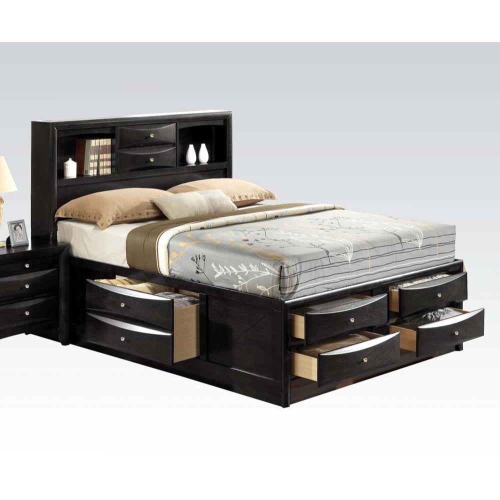 

    
Transitional Black Wood Eastern King Bed w/ Storage by Acme Ireland 21606EK
