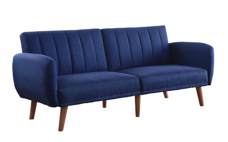 

    
Transitional Blue Linen & Walnut Finish Futon Sofa by Acme Bernstein 57190
