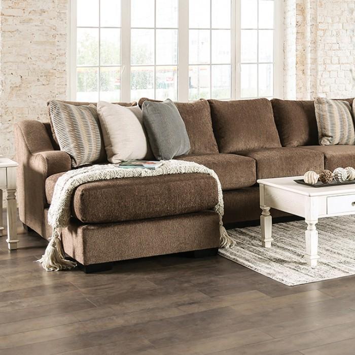 

    
Transitional Brown Chenille Sectional Furniture of America SM1122 Farringdon
