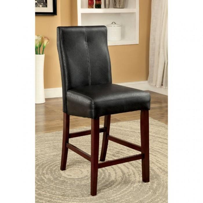

    
Transitional Brown Cherry/Black Solid Wood Counter Height Chairs Set 2PCS Furniture of America Bonneville CM3824PC-2PK

