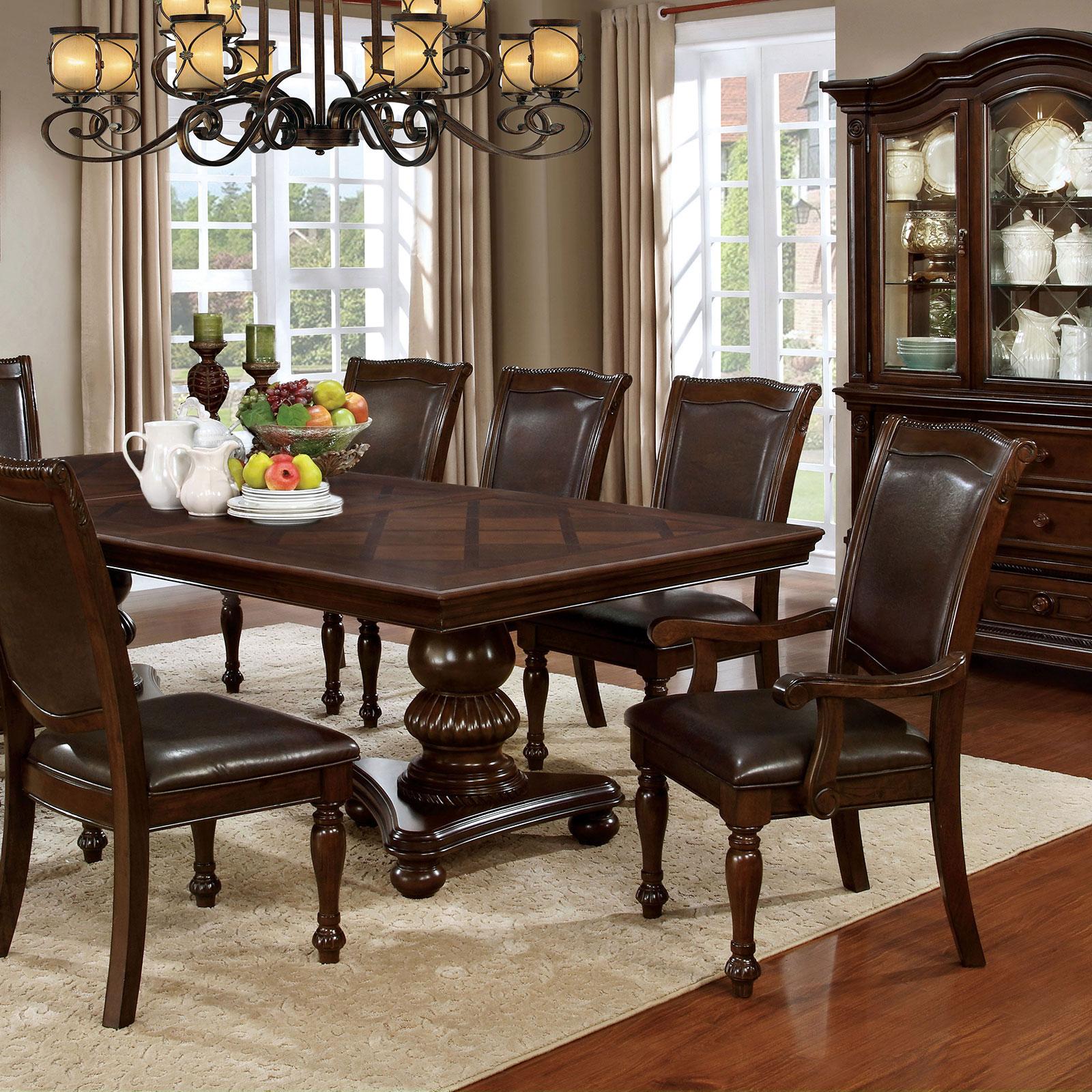 Transitional Dining Room Set CM3350T-Set-8 Alpena CM3350T-10PC in Brown Leatherette