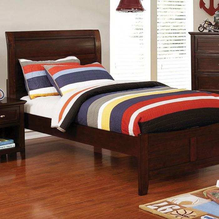 Transitional Panel Bed Brogan Twin Panel Bed with Trundle CM7517CH-T CM7517CH-T in Cherry, Brown 