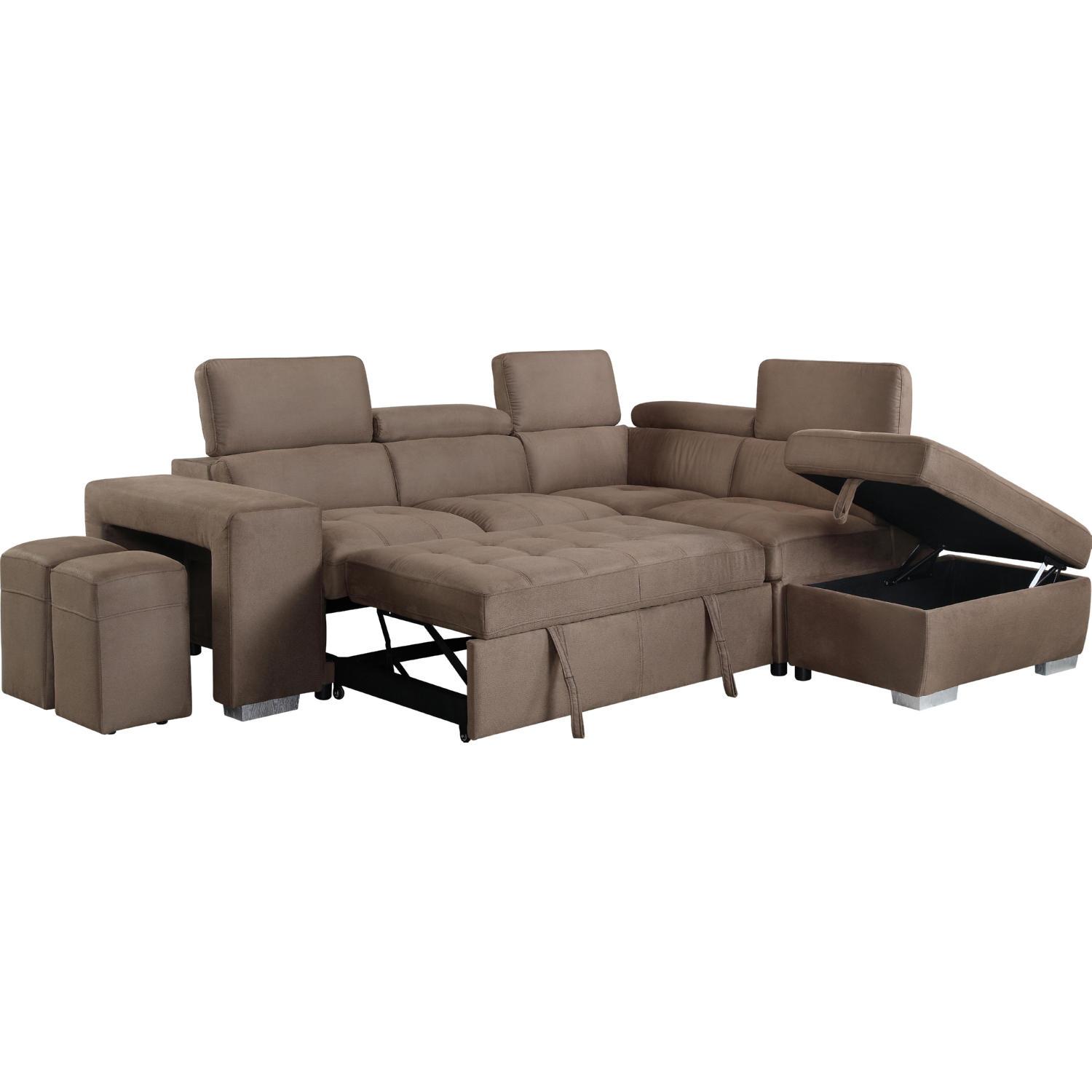

    
Transitional Brown Fabric Sectional Set + Ottoman by Acme Acoose LV01025-6pcs

