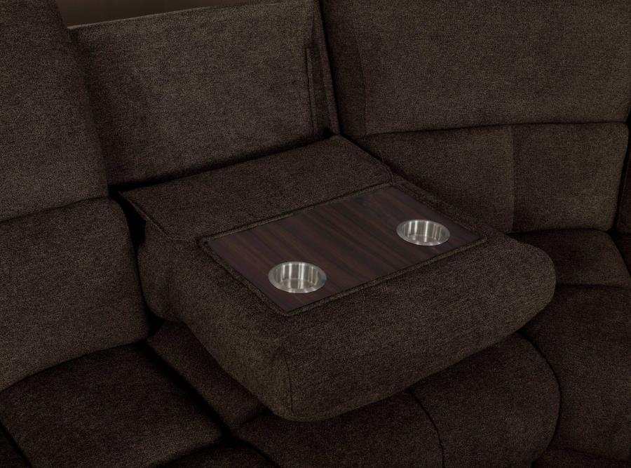 

    
Transitional Brown Performance Fabric 6-Piece Power Sectional Coaster 602570P Belize
