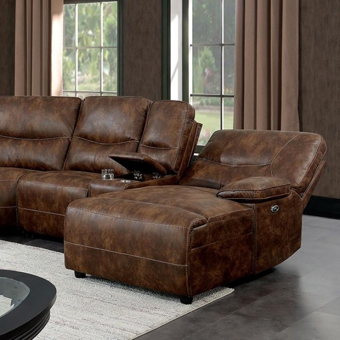 

    
Transitional Brown Solid Wood Power Reclining Sectional Sofa Furniture of America Chantelle CM6229BR-SS
