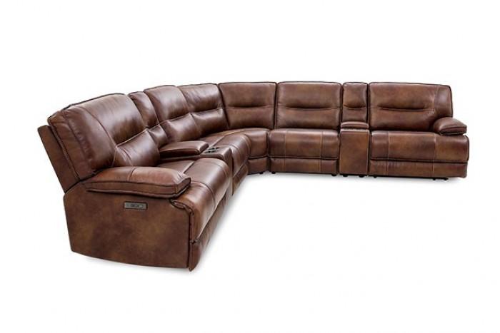 

    
Furniture of America Louella Power Reclining Sectional Sofa CM9905-SS Sectional Recliner Rustic Brown/Brown CM9905-SS
