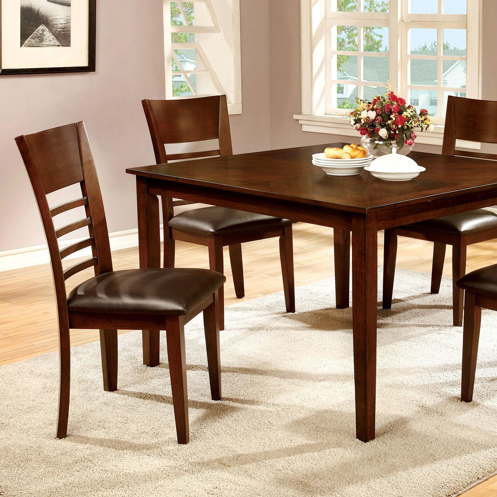 Transitional Dining Table Set HILLSVIEW CM3916T-5PK CM3916T-5PK in Brown Leatherette
