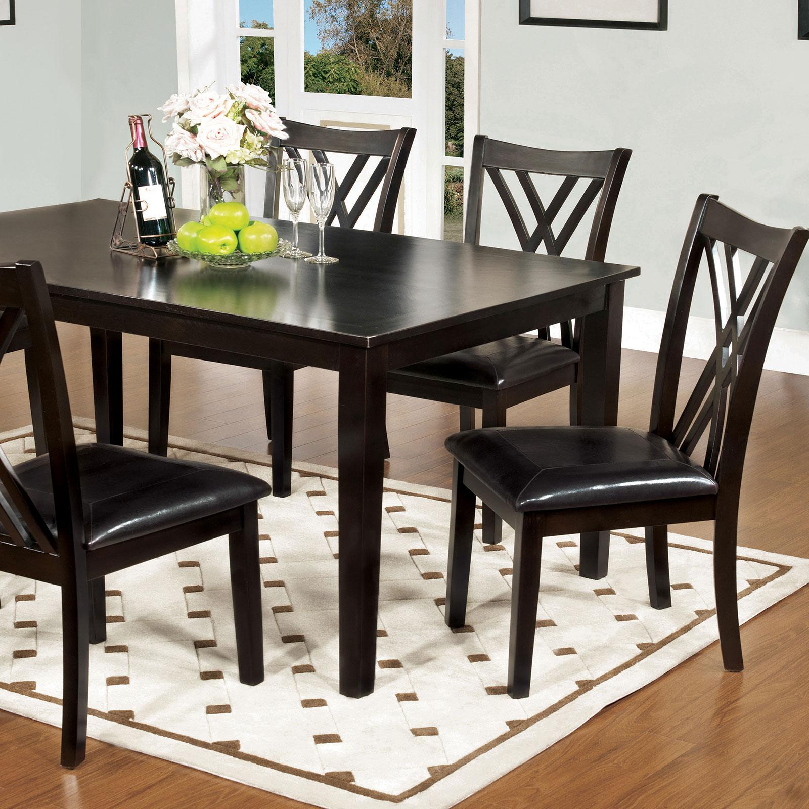 Transitional Dining Table Set SPRINGHILL CM3460T-7PK CM3460T-7PK in Espresso Leatherette