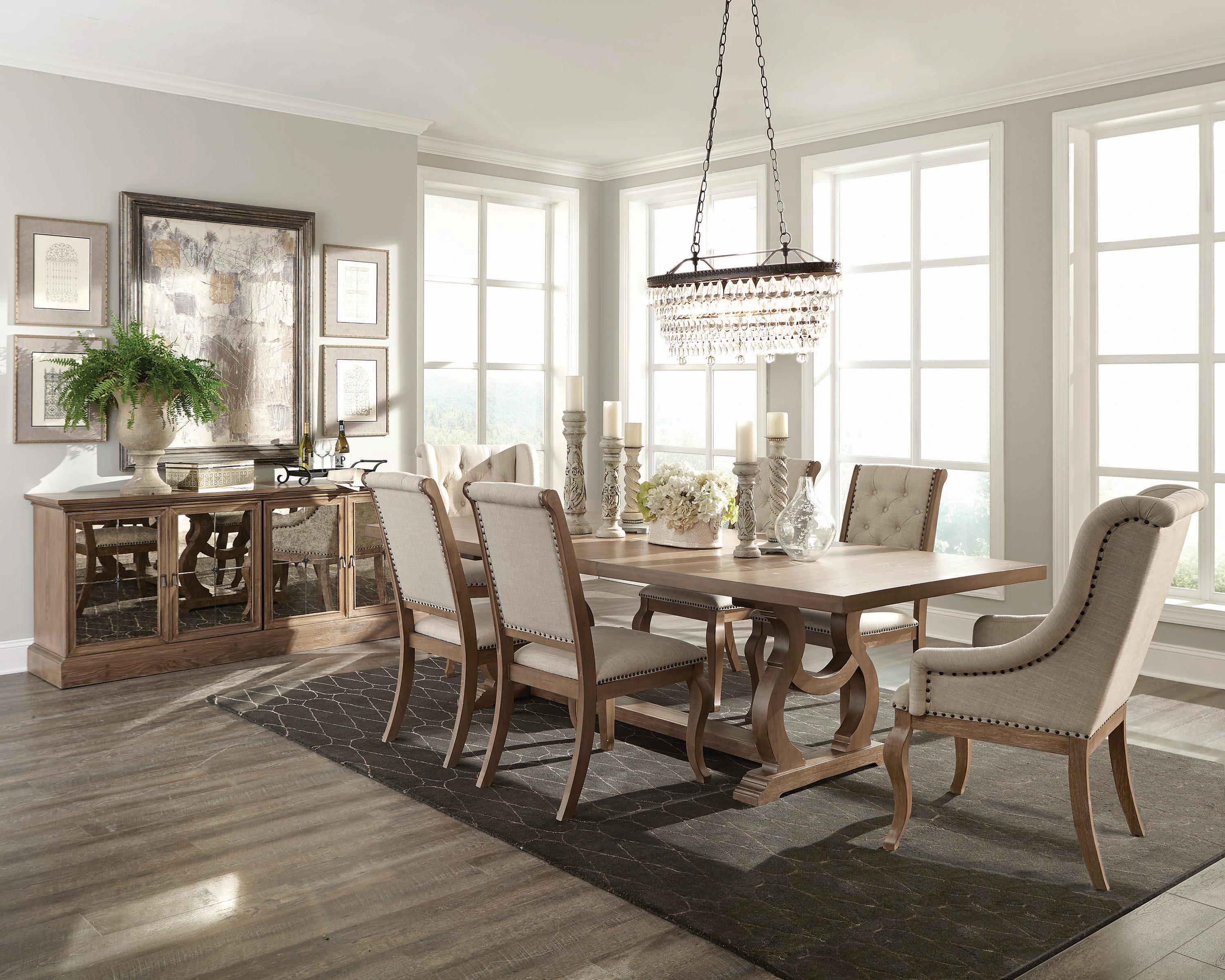 

    
Transitional Brown Wood Dining table by Coaster
