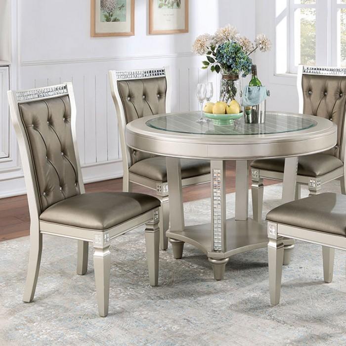 Transitional Dining Room Set CM3158RT-5PC Adelina CM3158RT-5PC in Champagne Leatherette