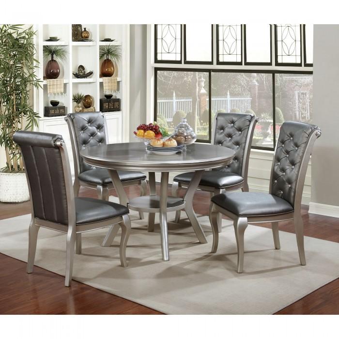 Transitional Dining Room Set CM3219RT-Set-5 Amina CM3219RT-5PC in Champagne Leatherette
