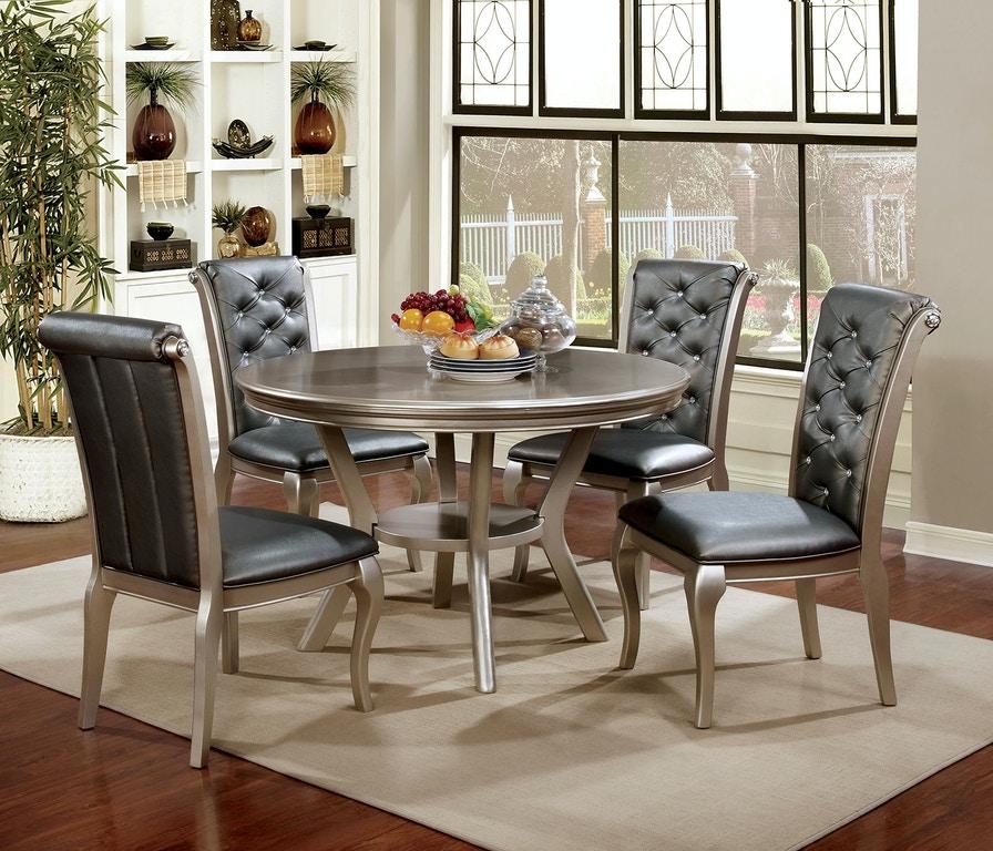 Transitional Dining Room Set CM3219RT-Set-6 Amina CM3219RT-6PC in Champagne Leatherette
