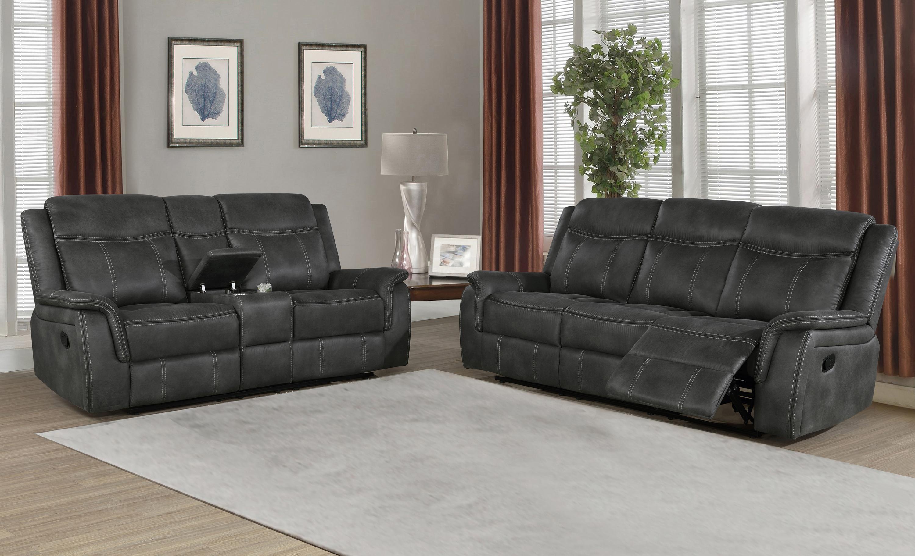 Transitional Living Room Set 603504-S2 Lawrence 603504-S2 in Charcoal 