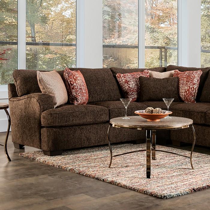 

    
Transitional Dark Brown & Rust Chenille Sectional Furniture of America SM5417 Wanstead
