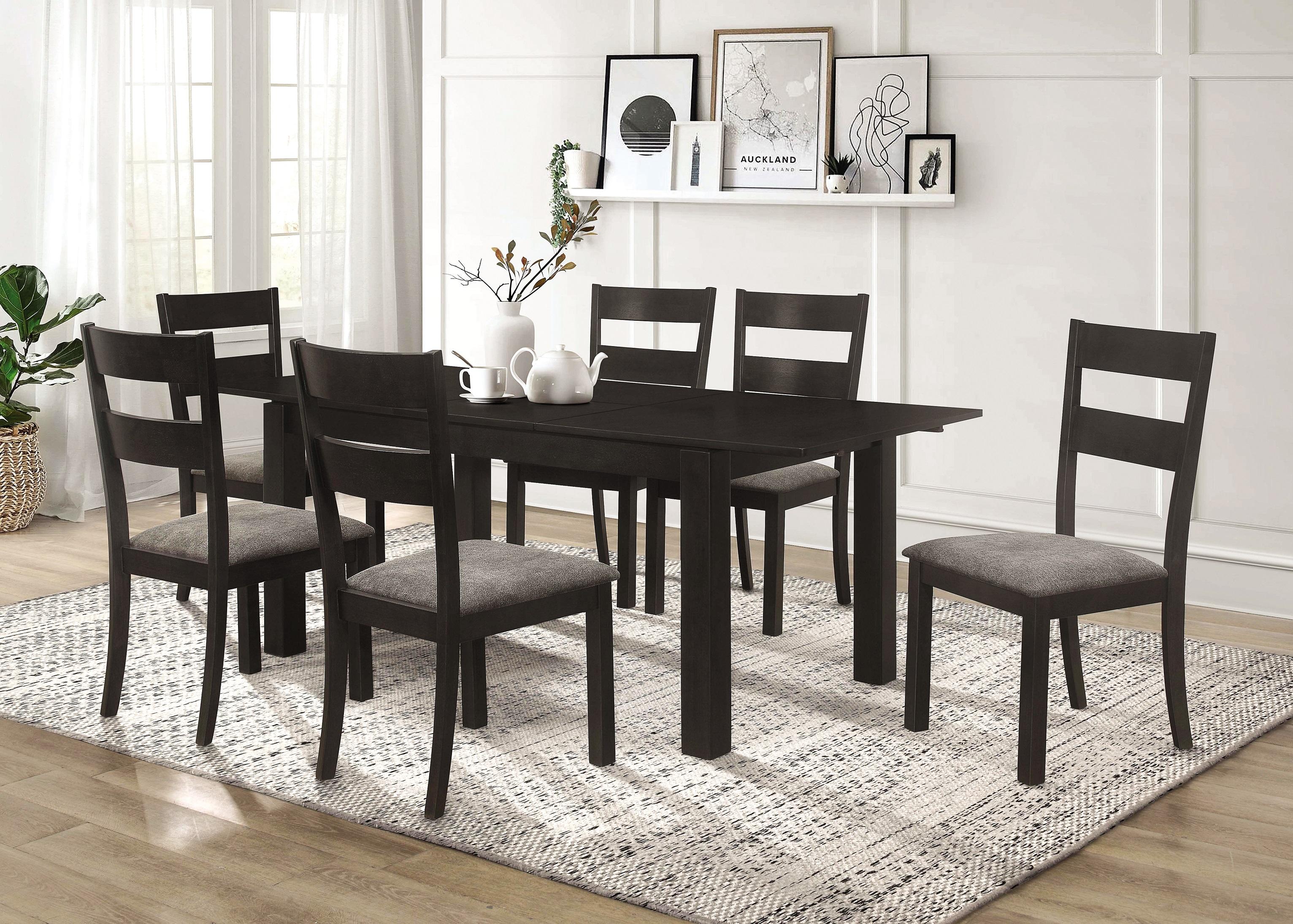 Transitional Dining Room Set 115131-S5 Jakob 115131-S5 in Black Fabric