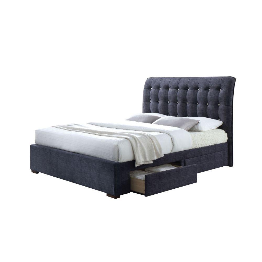 

    
Transitional Dark Grey Queen Bed w/ Storage by Acme Drorit 25680Q
