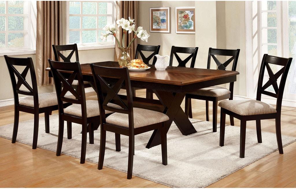 Transitional Dining Room Set CM3776T-9PC Liberta CM3776T-9PC in Brown Fabric