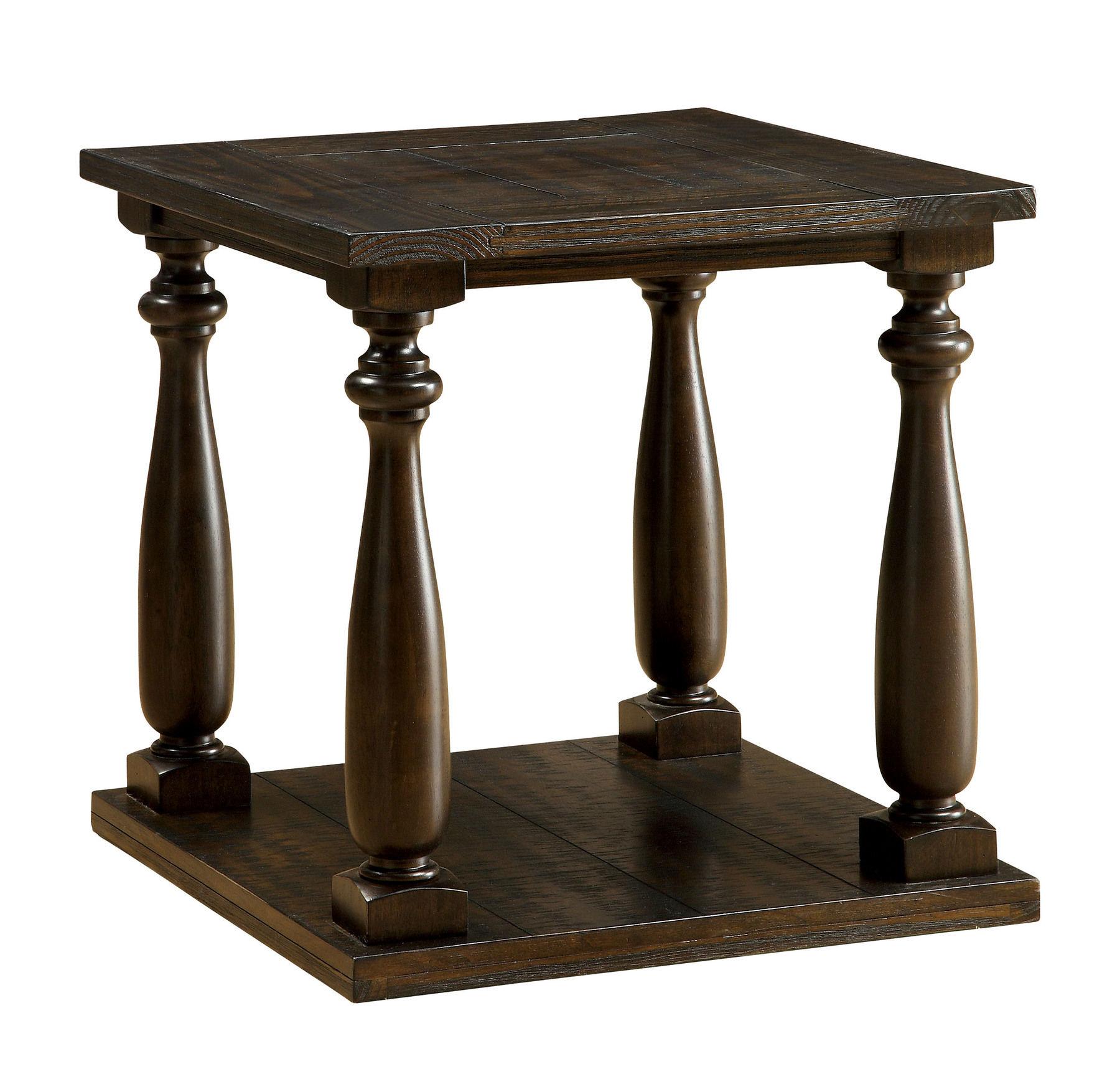 

    
Transitional Dark Walnut Solid Wood End Table Furniture of America CM4420E Luan
