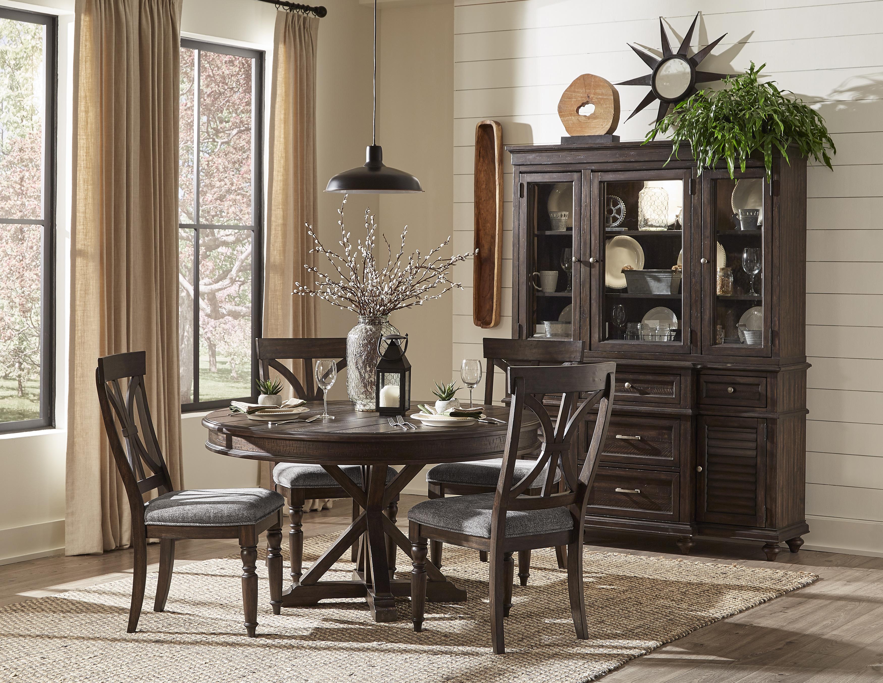 Transitional Dining Room Set 1689-54*6PC Cardano 1689-54*6PC in Charcoal Polyester