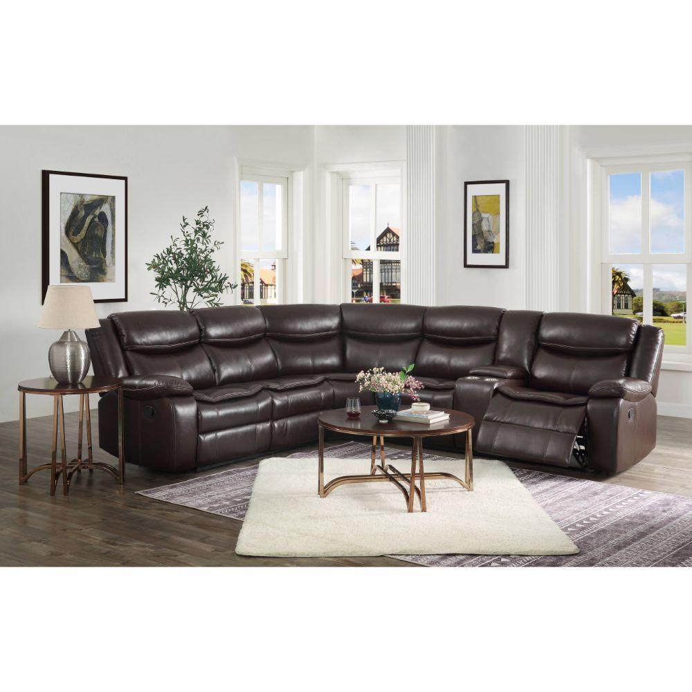 Transitional, Simple L-shape Sectional Tavin 52545 in Espresso 