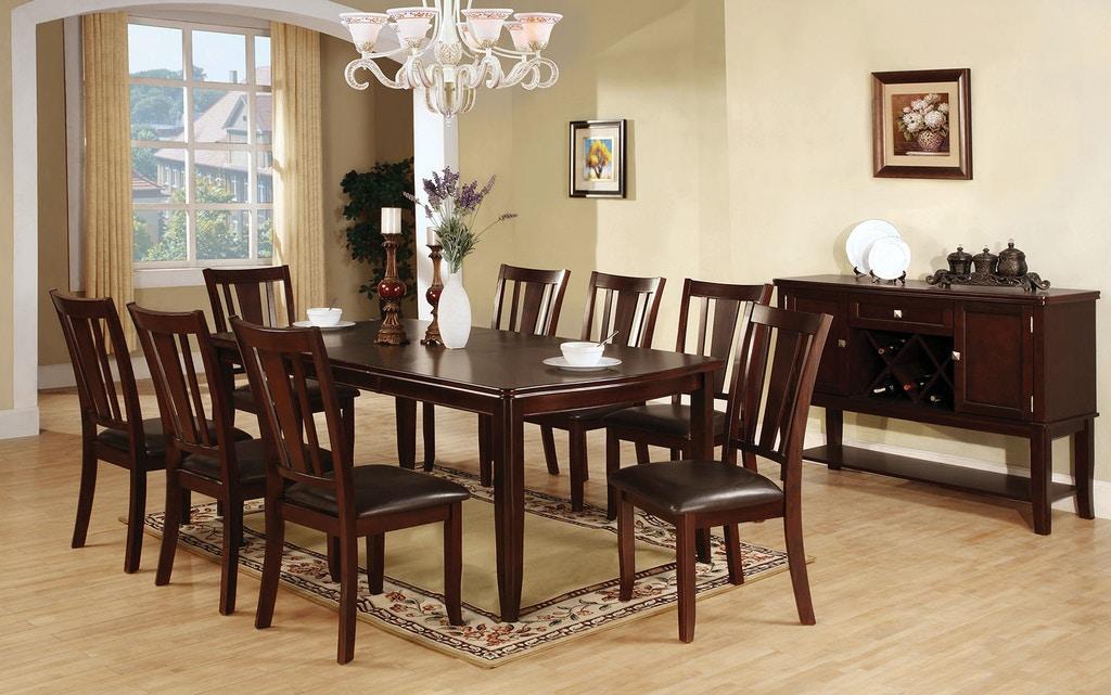 Transitional Dining Room Set CM3336T-10PC Edgewood CM3336T-10PC in Espresso Leatherette