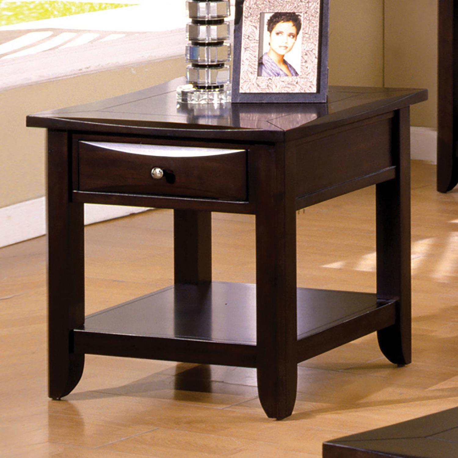 

    
Transitional Espresso Solid Wood End Table Furniture of America CM4265DK-E Baldwin
