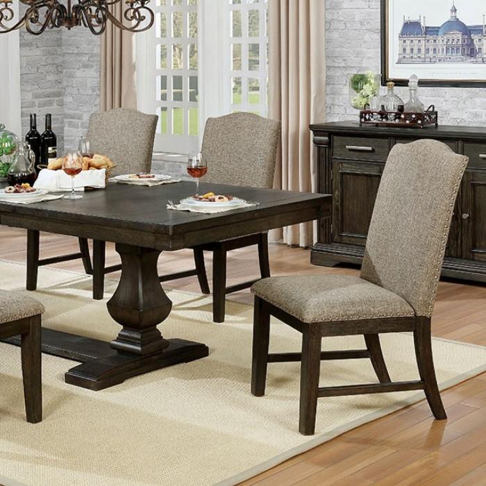 

    
Transitional Espresso & Warm Gray Solid Wood Dining Room Set 6pcs Furniture of America Faulk
