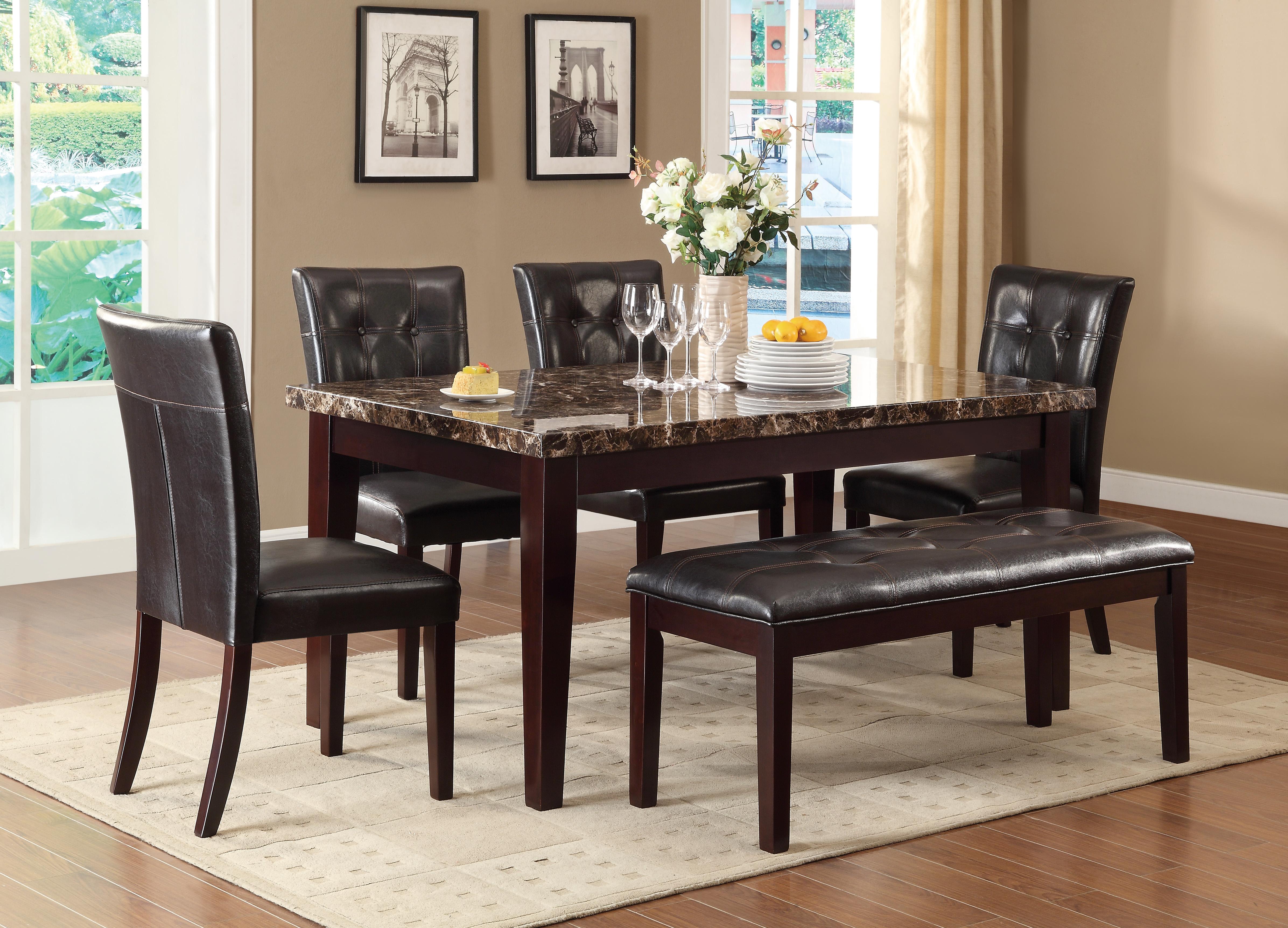 Transitional Dining Room Set 2544-64-6PC Teague 2544-64-6PC in Espresso Faux Leather