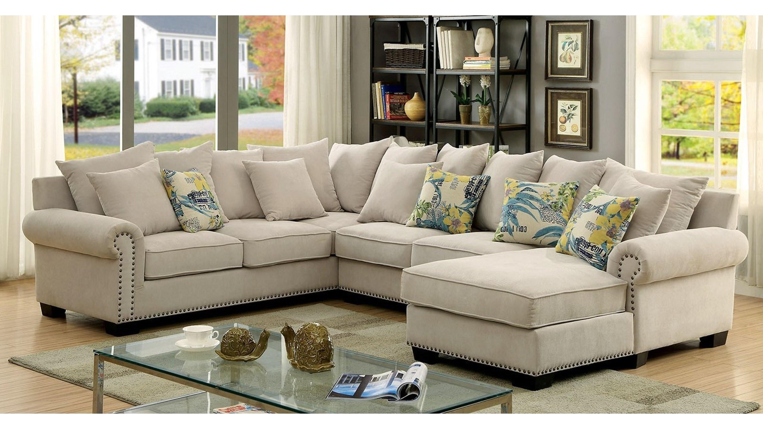 

    
Beige Fabric Sectional Sofa SKYLER CM6156 Furniture of America Transitional
