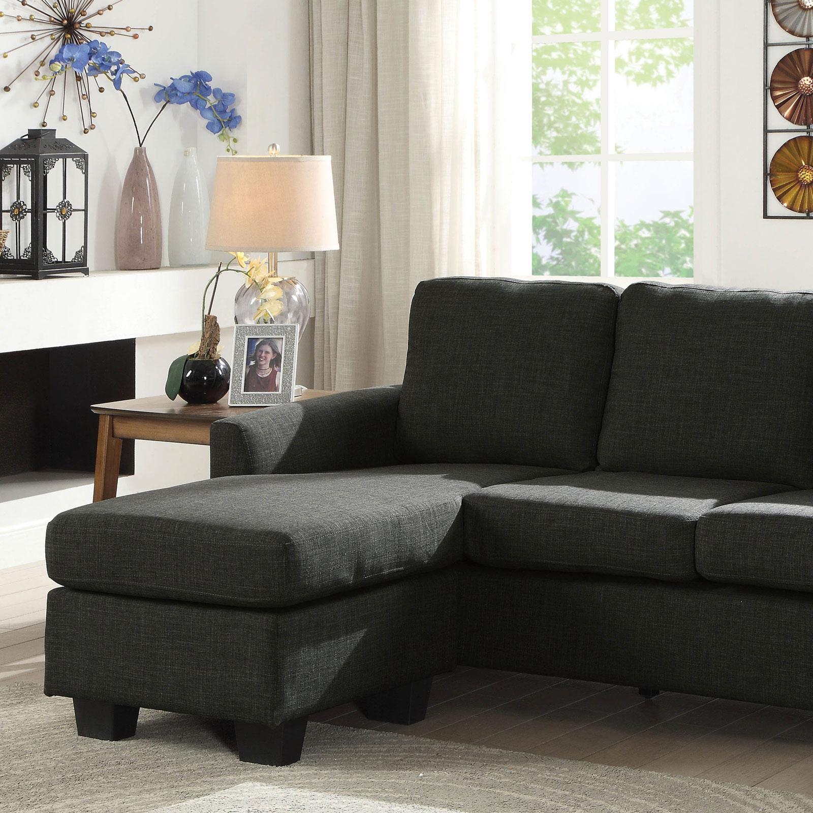 Transitional Sectional Sofa ERIN CM6593GY CM6593GY in Dark Gray 
