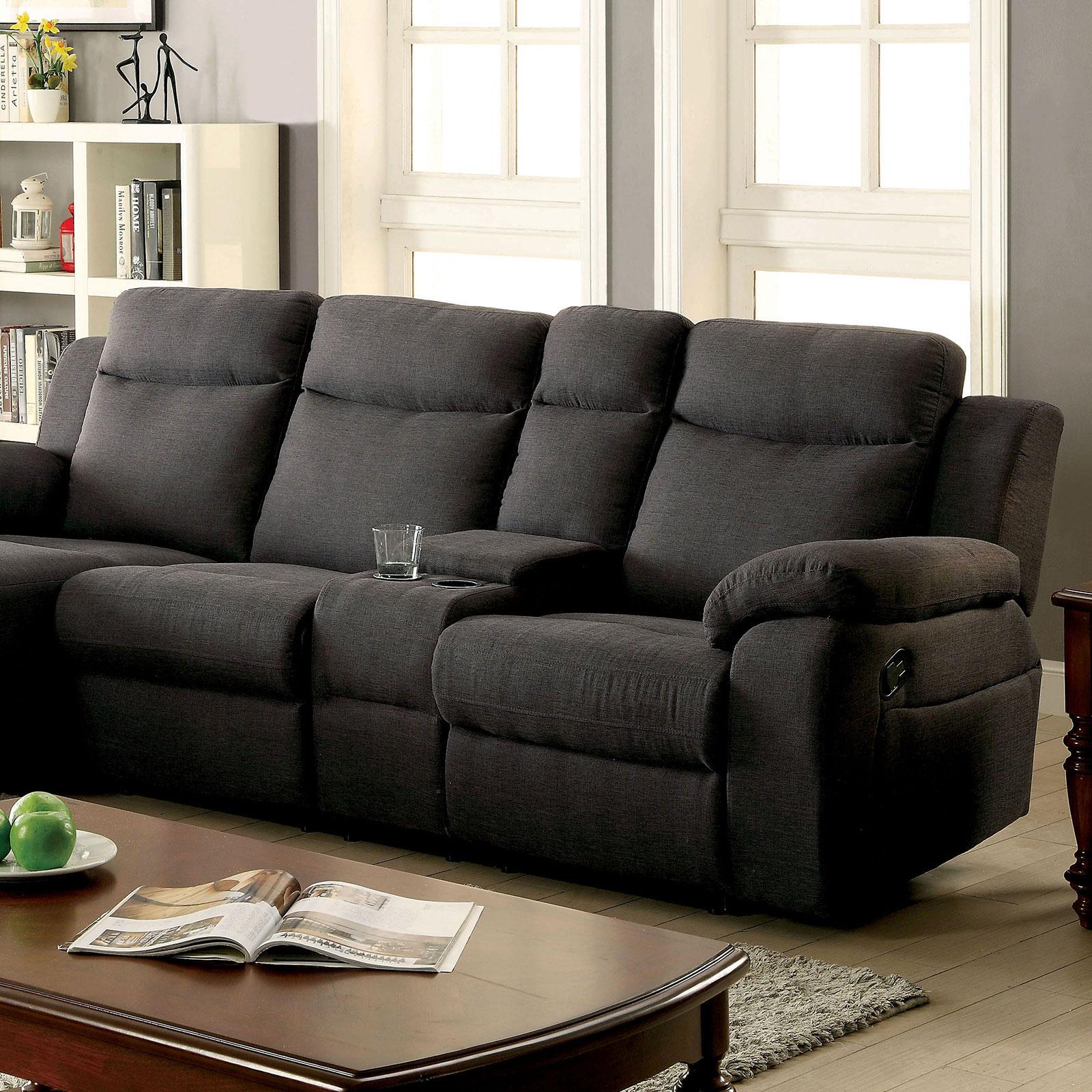 Transitional Reclining Sectional KAMRYN CM6771GY CM6771GY-SECTIONAL in Gray Fabric