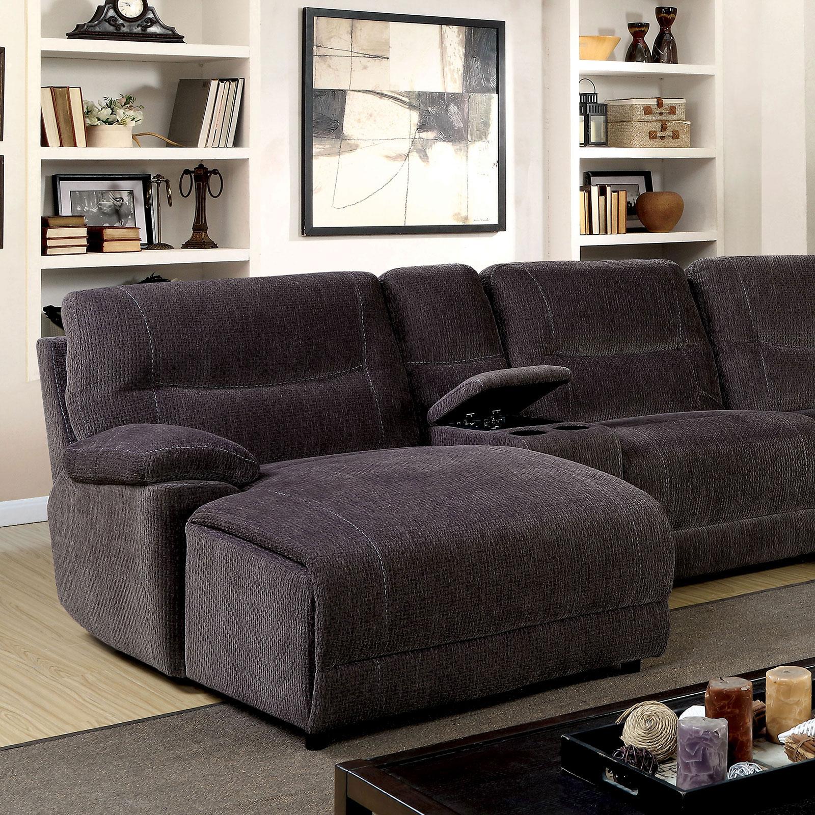 

    
Gray Fabric Sectional Sofa ZUBEN CM6853 Furniture of America Transitional
