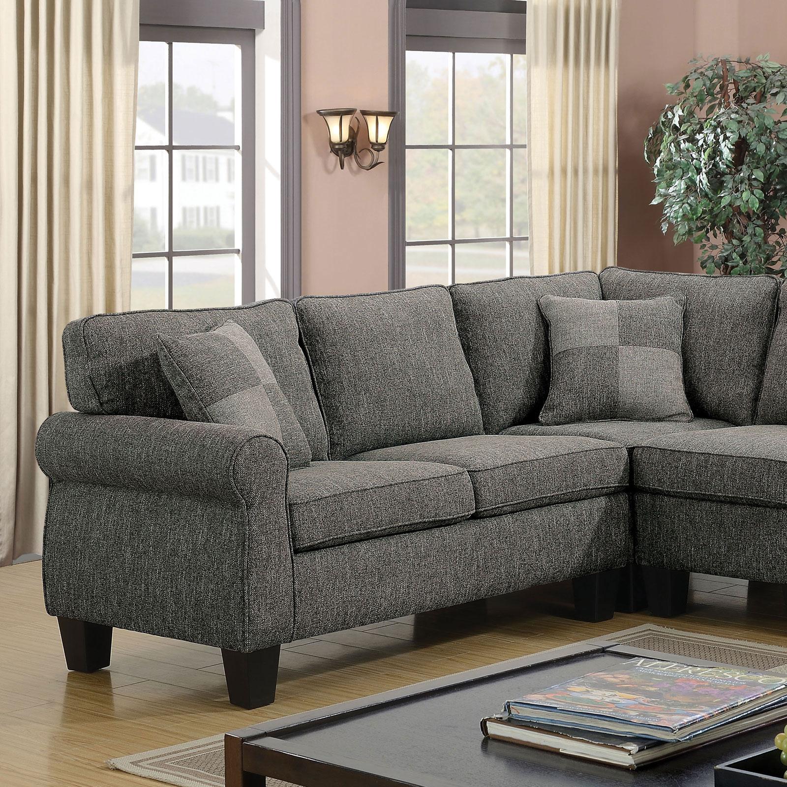 

    
Dark Gray Fabric Sectional Sofa RHIAN CM6329GY Furniture of America Transitional
