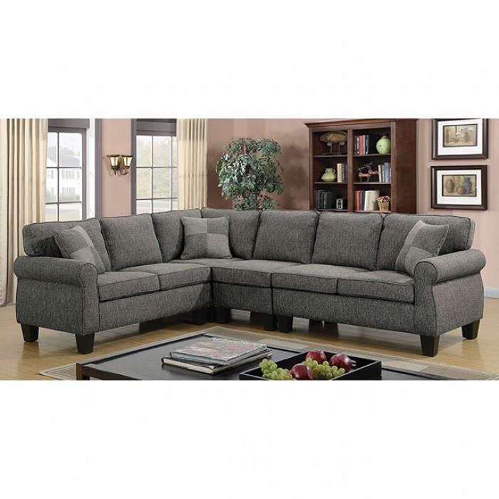 

    
Dark Gray Fabric Sectional Sofa RHIAN CM6329GY Furniture of America Transitional
