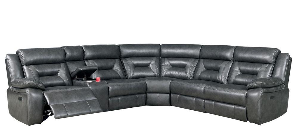 Transitional Power Sectional CM6642GY-PM Omeet CM6642GY-PM in Gray Leatherette