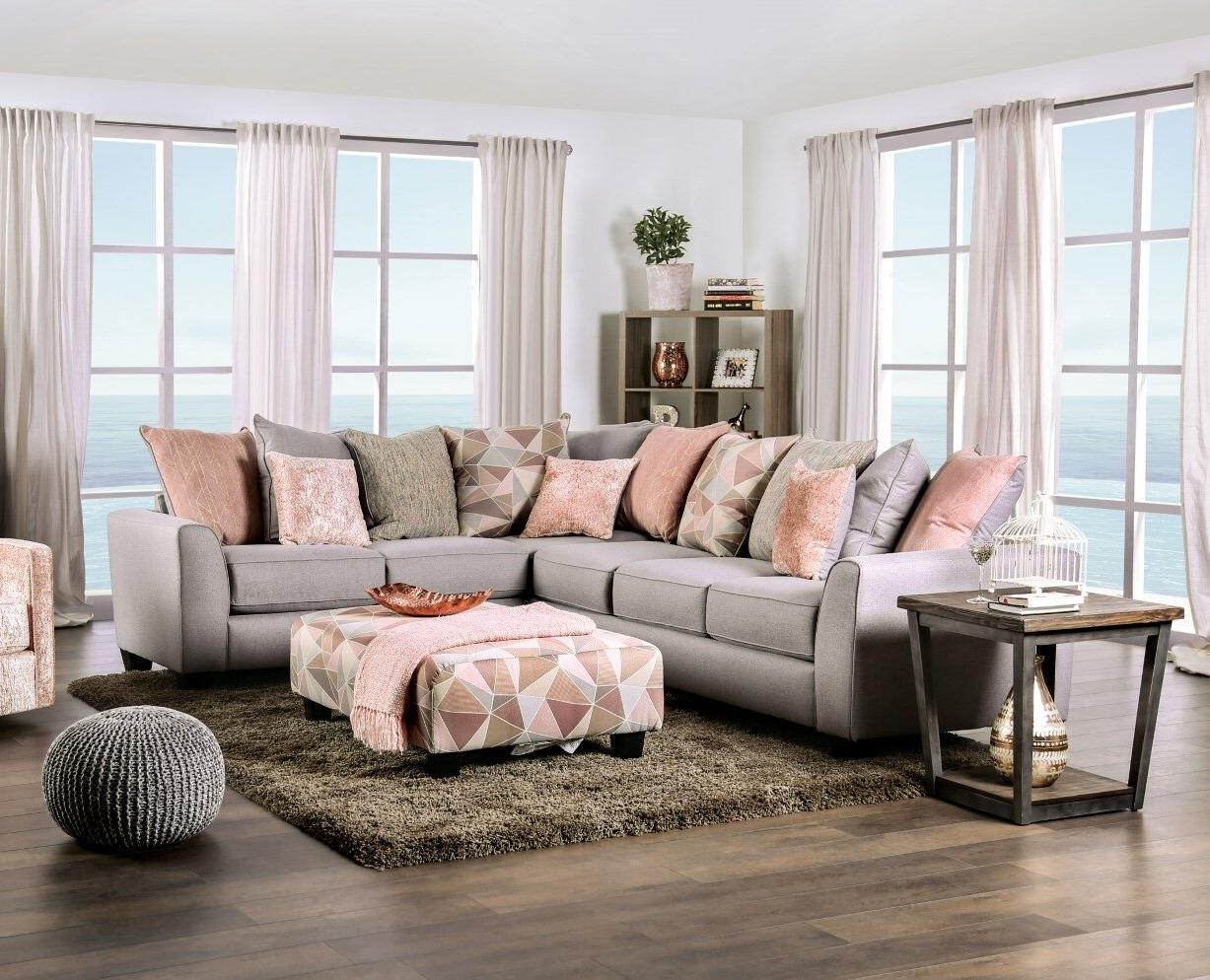 Transitional Sectional Sofa SM5167 Harriden SM5167 in Gray Chenille