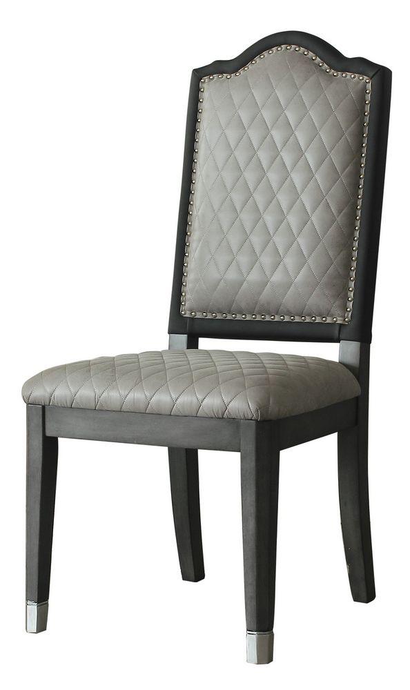 

    
Transitional Gray Fabric & Charcoal 2x Dining Side Chairs by Acme House Beatrice 68812-2pcs
