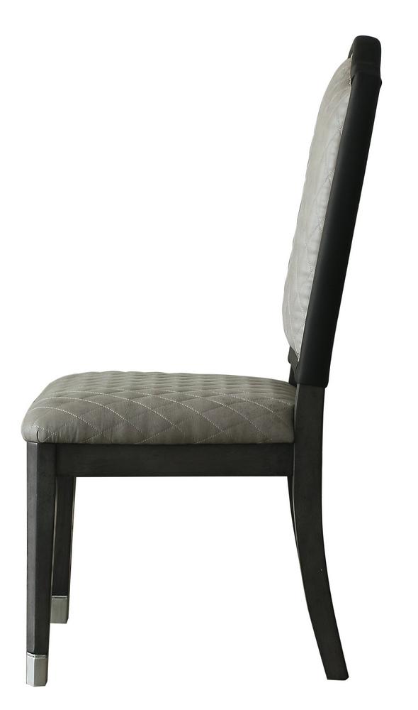

    
Transitional Gray Fabric & Charcoal 2x Dining Side Chairs by Acme House Beatrice 68812-2pcs
