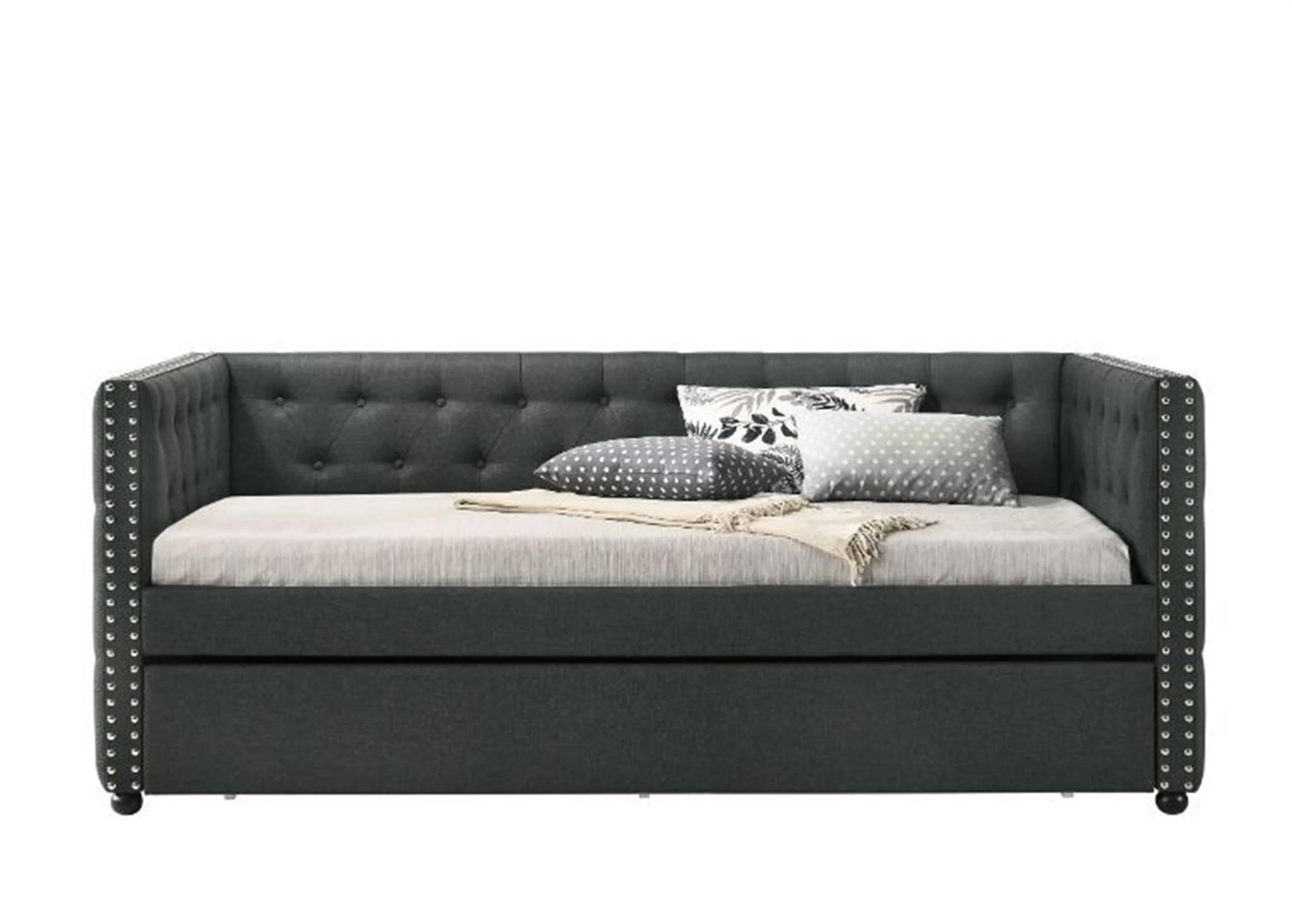 Transitional Daybed w/ trundle Romona 39455 in Gray Fabric