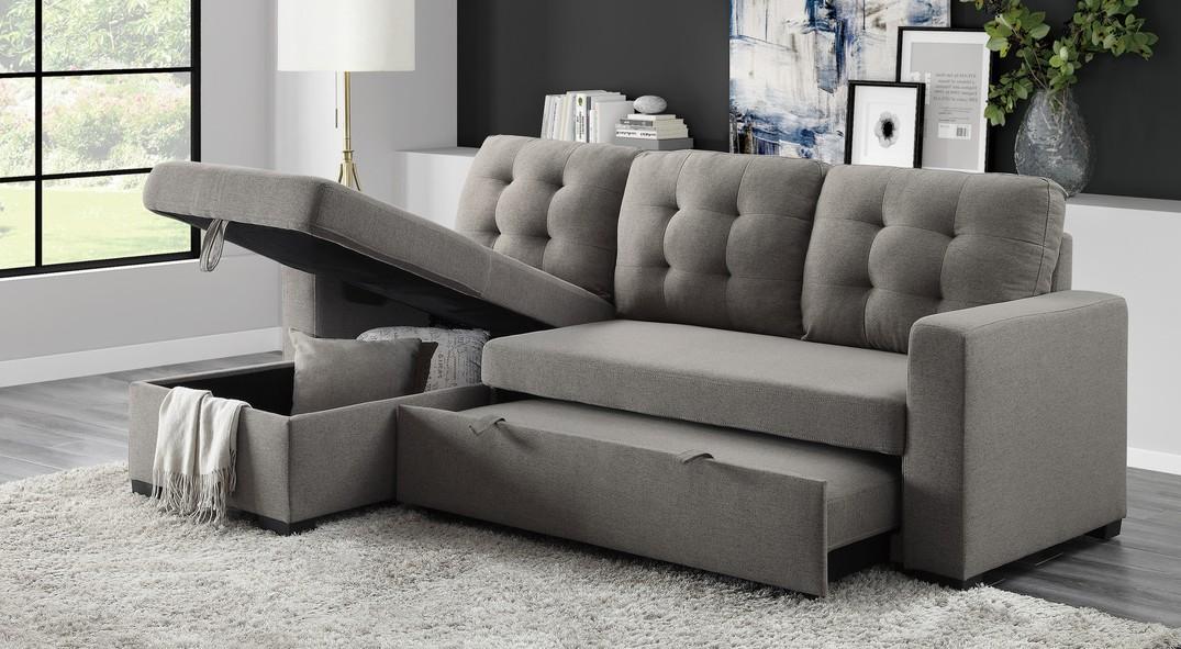 Transitional L-shape Sectional Chambord 55555-2pcs in Gray Fabric