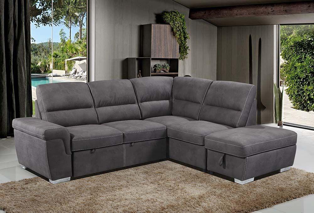 Modern, Transitional Sectional Set Acoose LV01023-6pcs in Gray Fabric