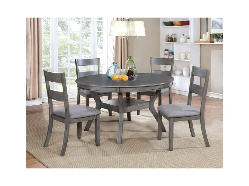 Transitional Dining Table Set JUNIPER CM3162RT-Set-5 CM3162RT-Set-5 in Gray Leatherette